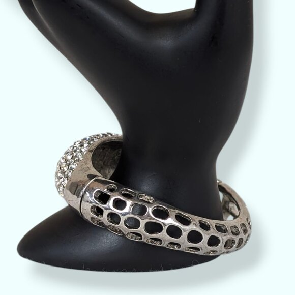 Metal Cut Out Rhinestone Hinge Bracelet - Picture 2 of 7